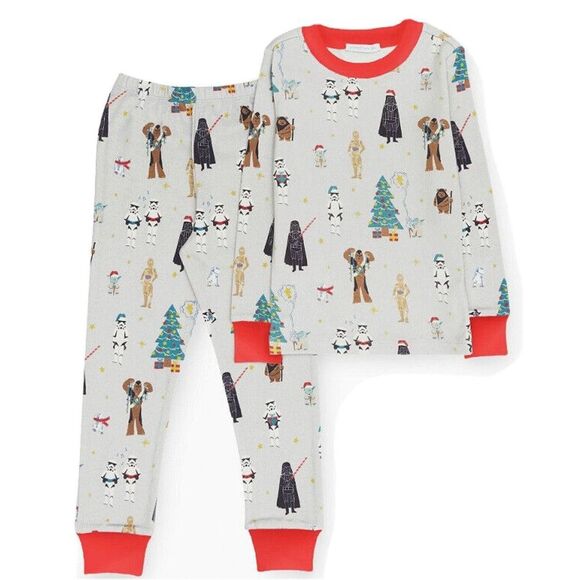 Pottery Barn Kids Disney Star Wars Holiday Organic Pajamas Size 4 - Picture 2 of 8